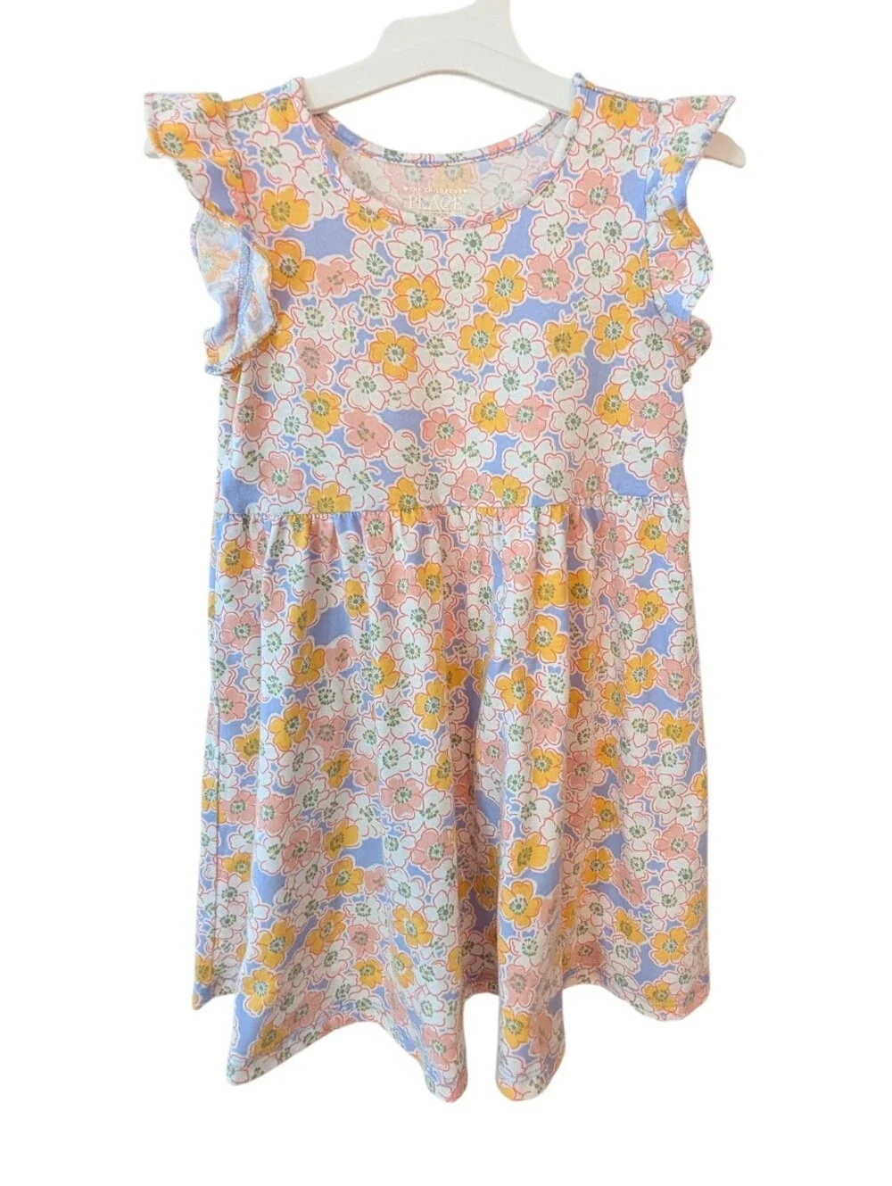 The Children's Place Girls Dress Multicolor Flower Pattern Cotton Size 4T